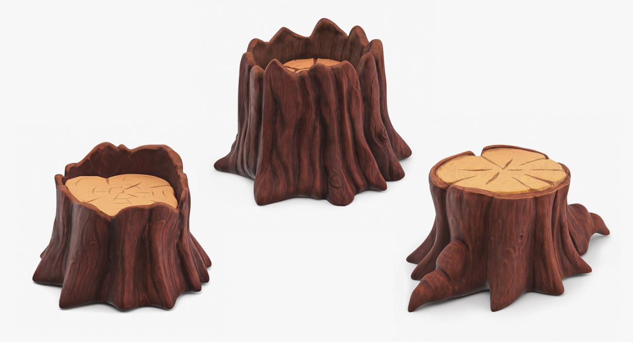 3D model Cartoon Tree Stumps Collection