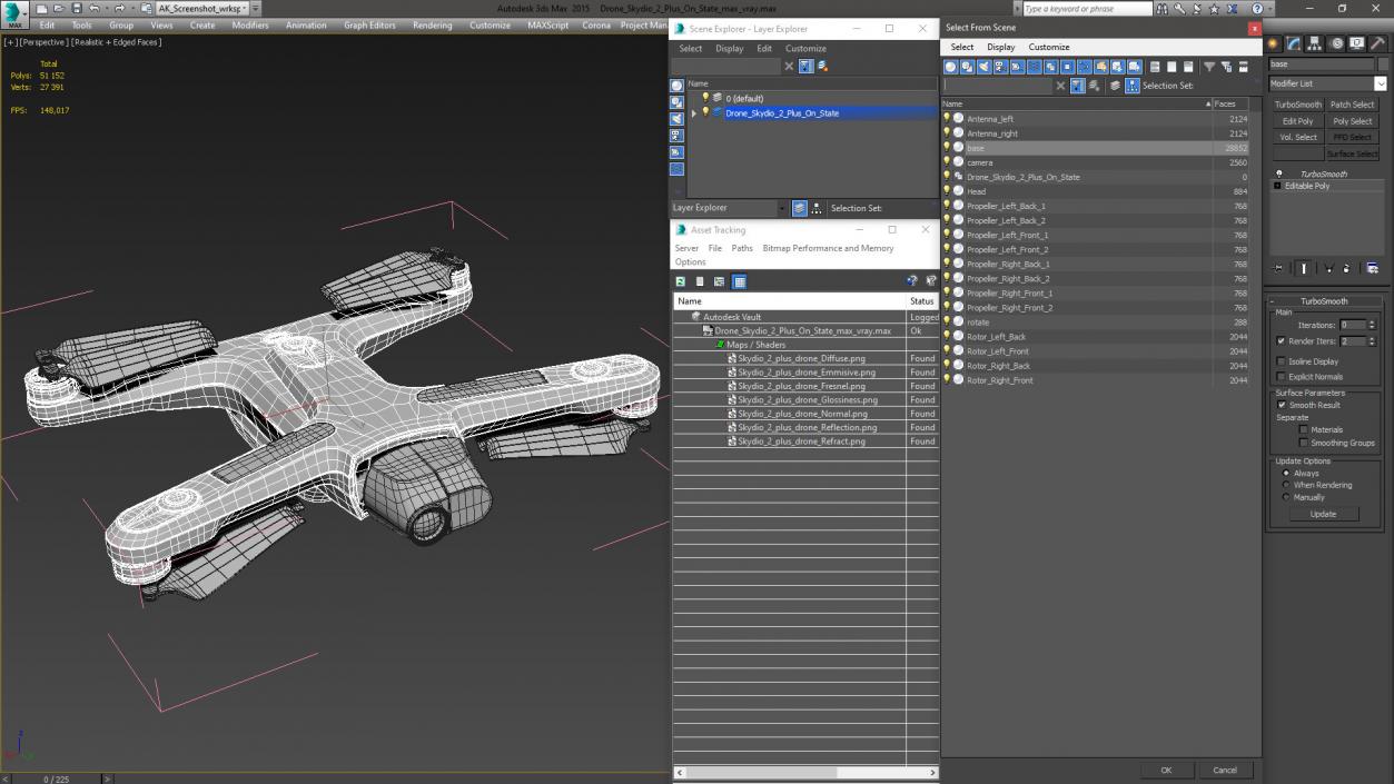 3D Drone Skydio 2 Plus On State model