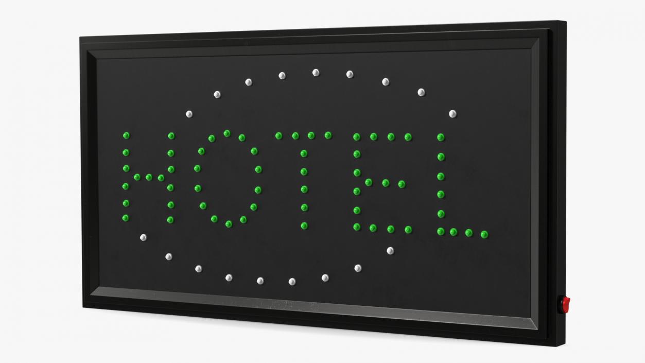 Green Hotel LED Neon Sign OFF 3D model