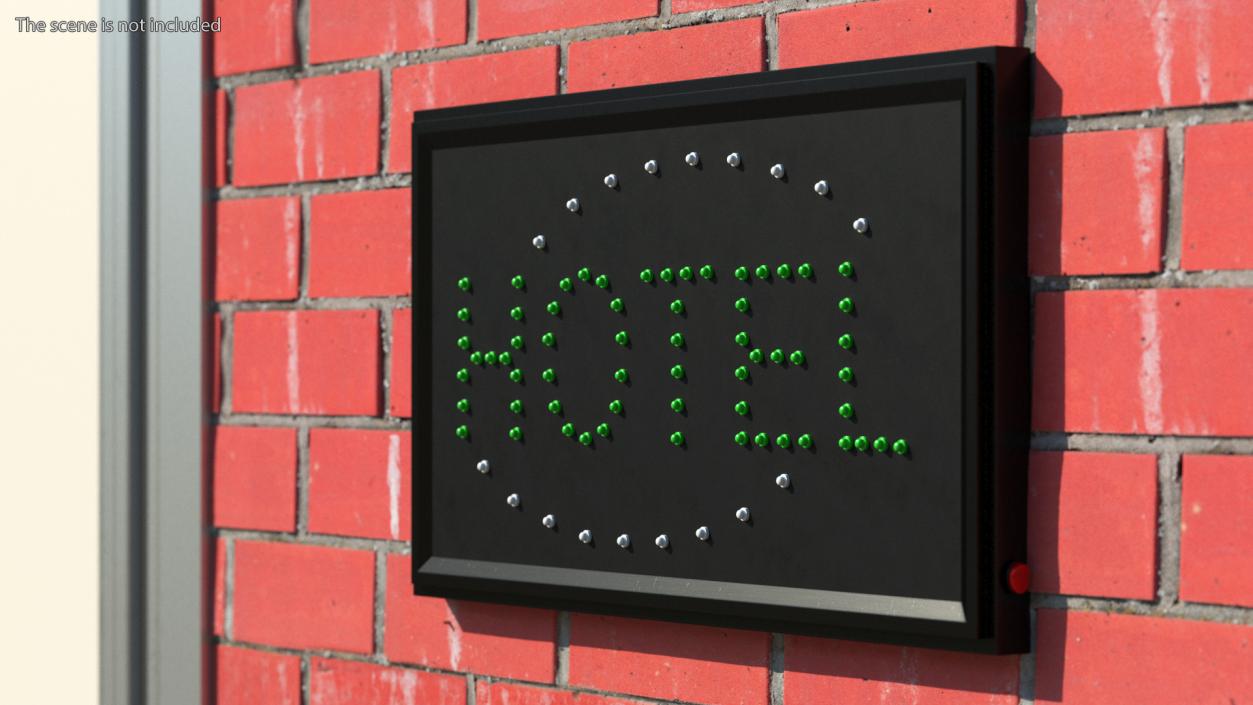 Green Hotel LED Neon Sign OFF 3D model