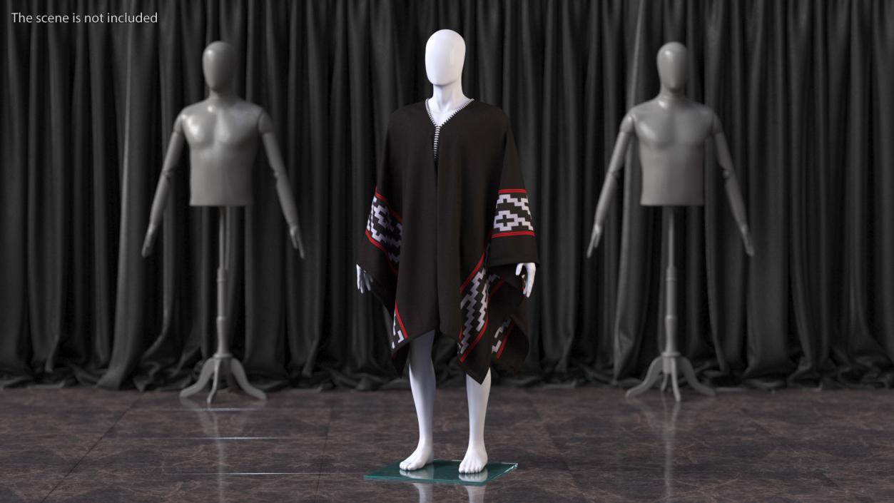 3D model Black Poncho on Mannequin