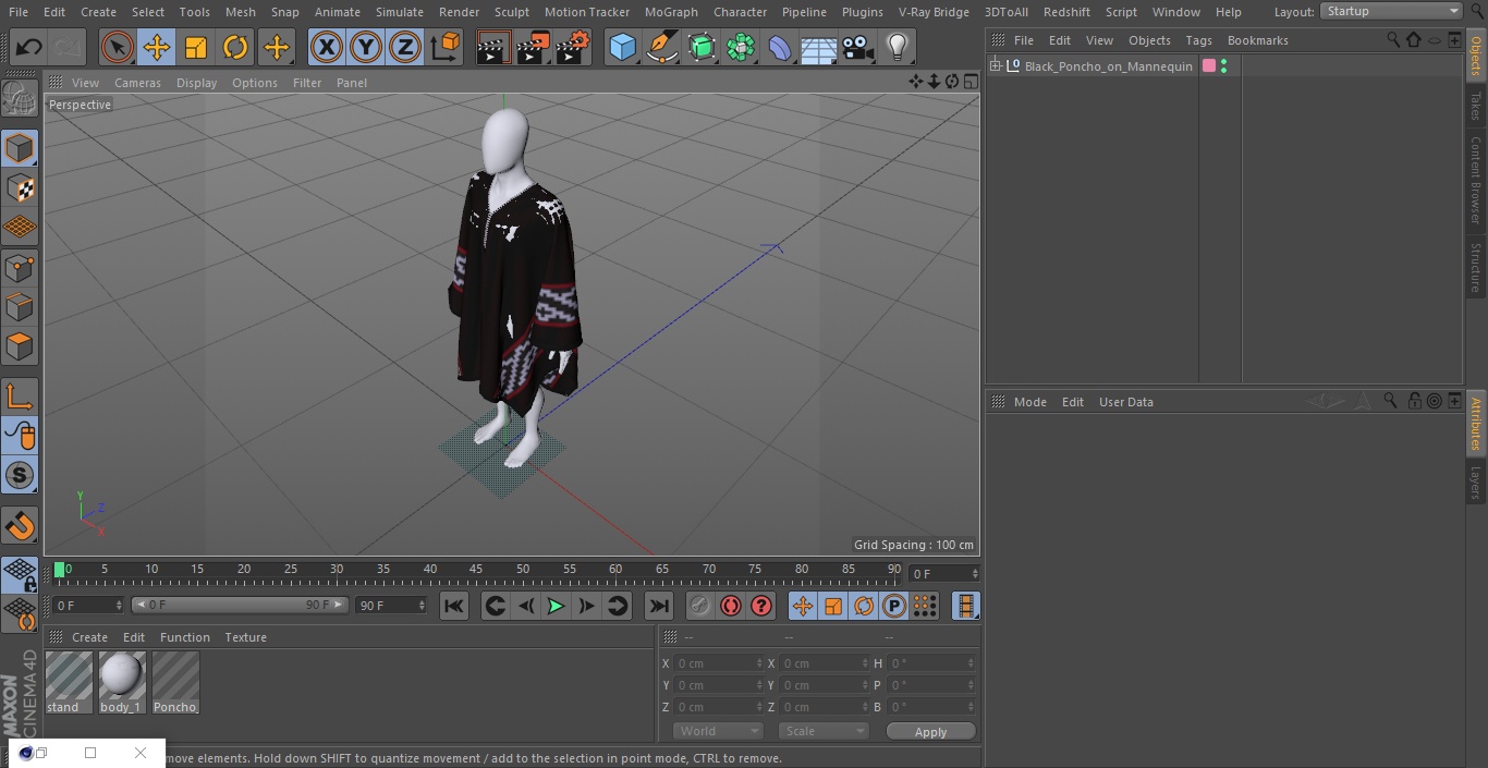 3D model Black Poncho on Mannequin