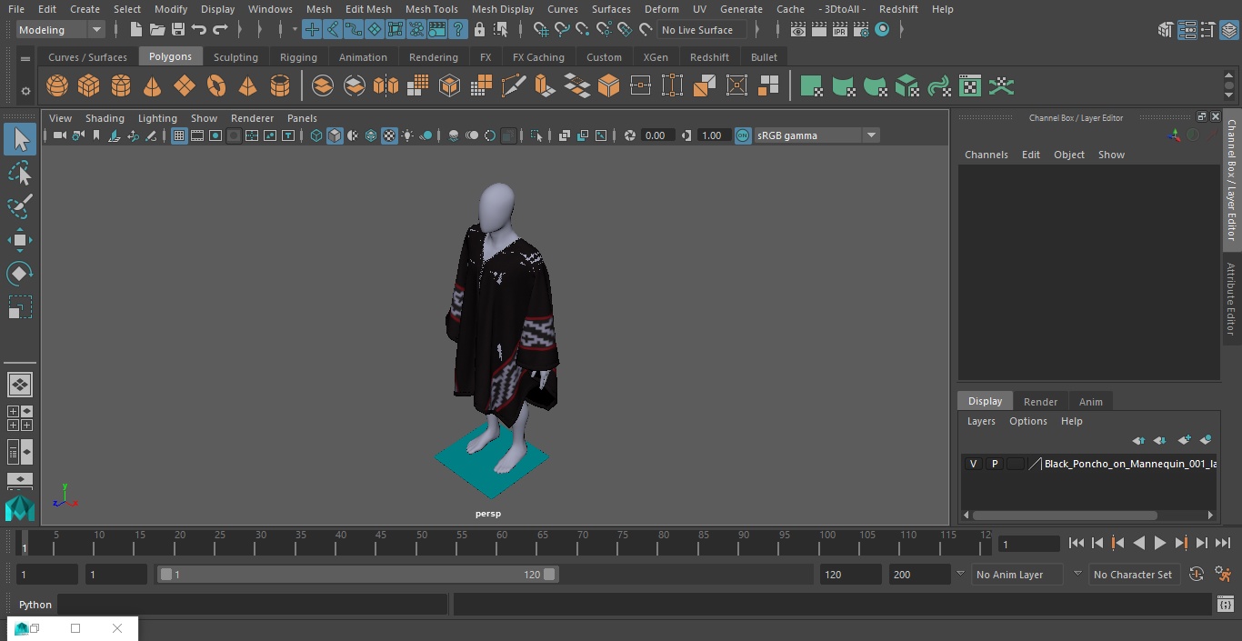 3D model Black Poncho on Mannequin