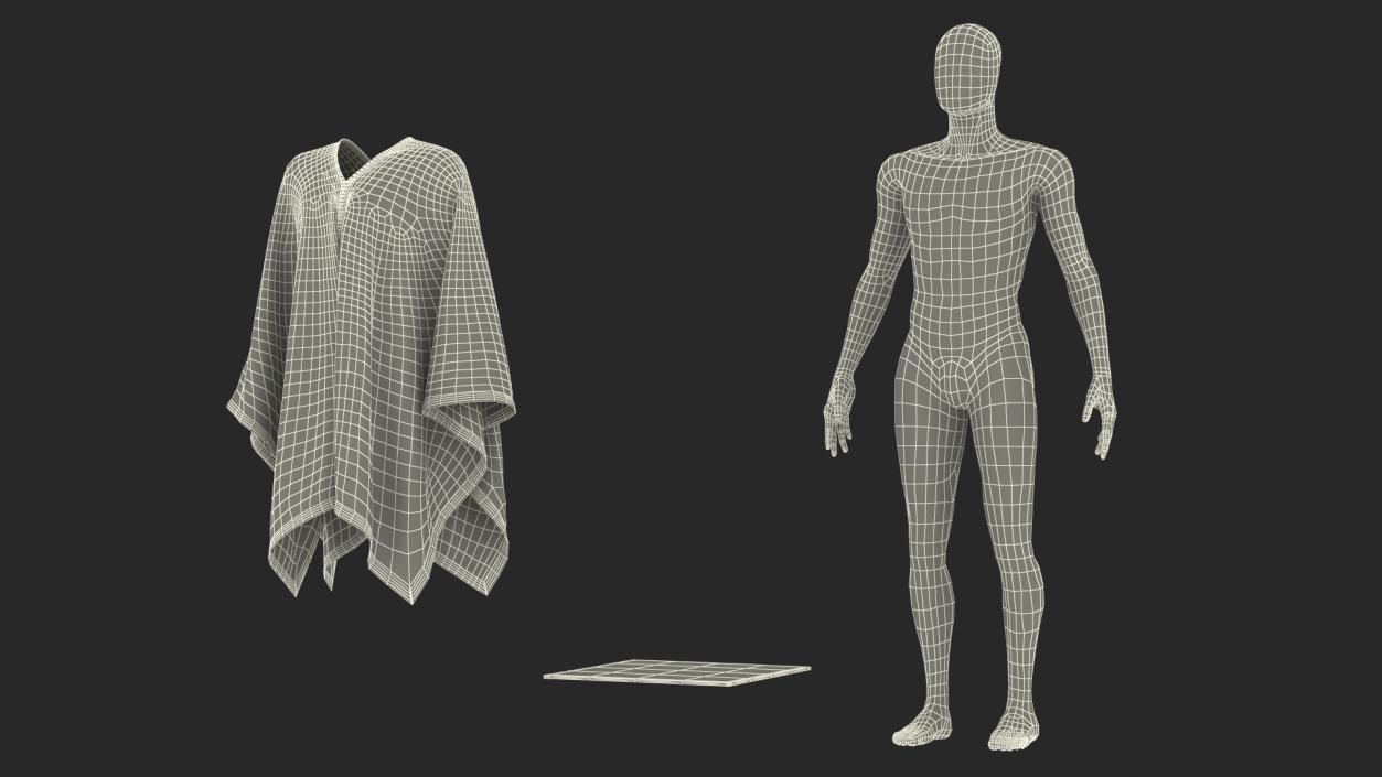 3D model Black Poncho on Mannequin