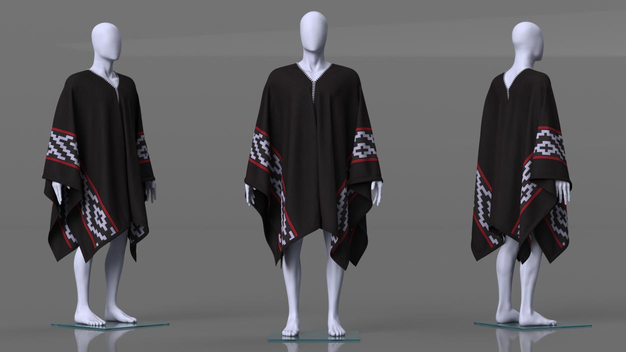 3D model Black Poncho on Mannequin