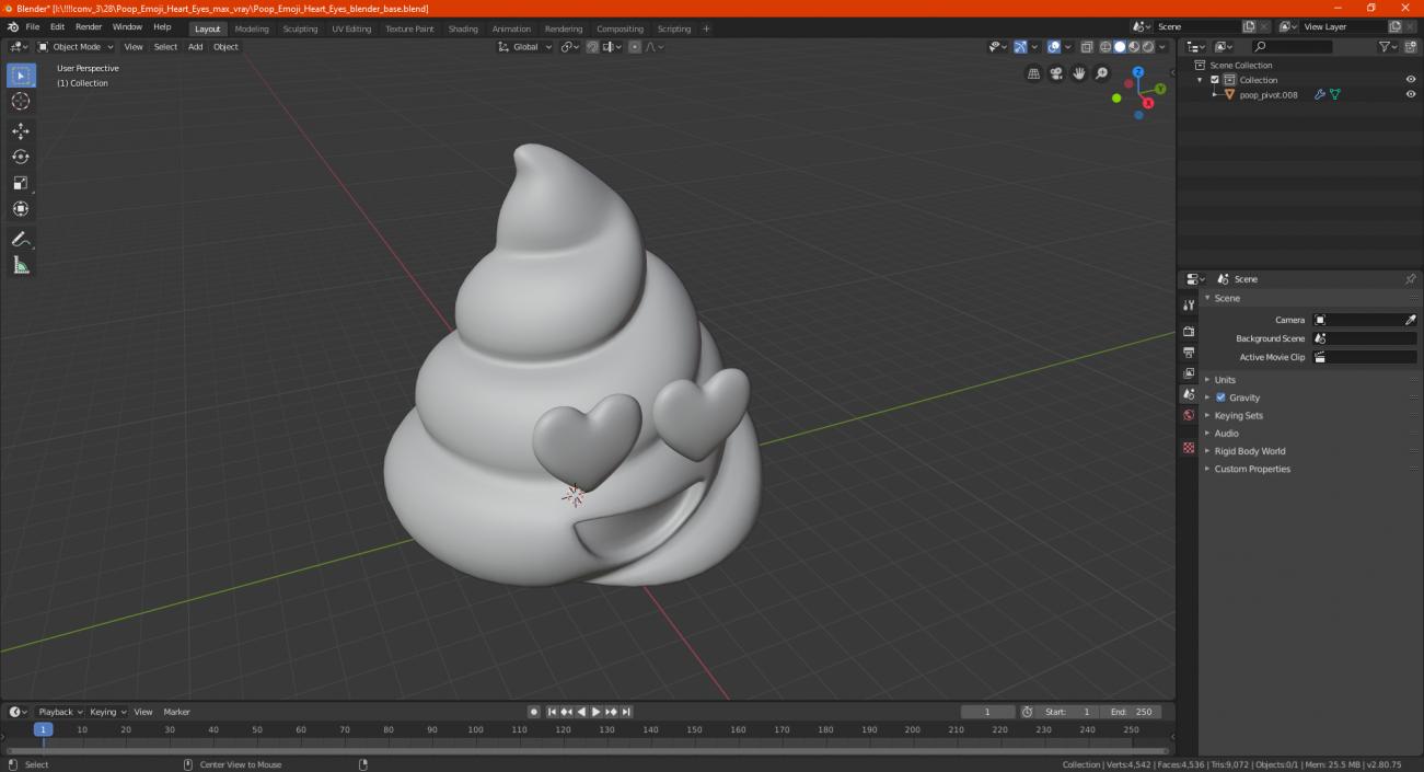 3D Poop Emoji Heart Eyes