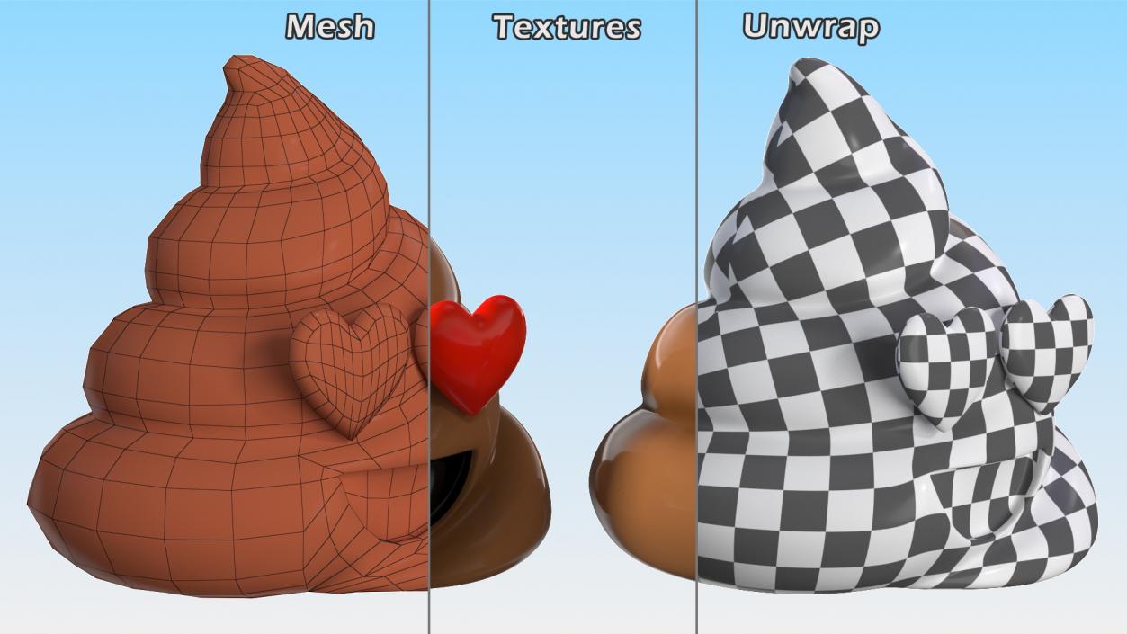 3D Poop Emoji Heart Eyes