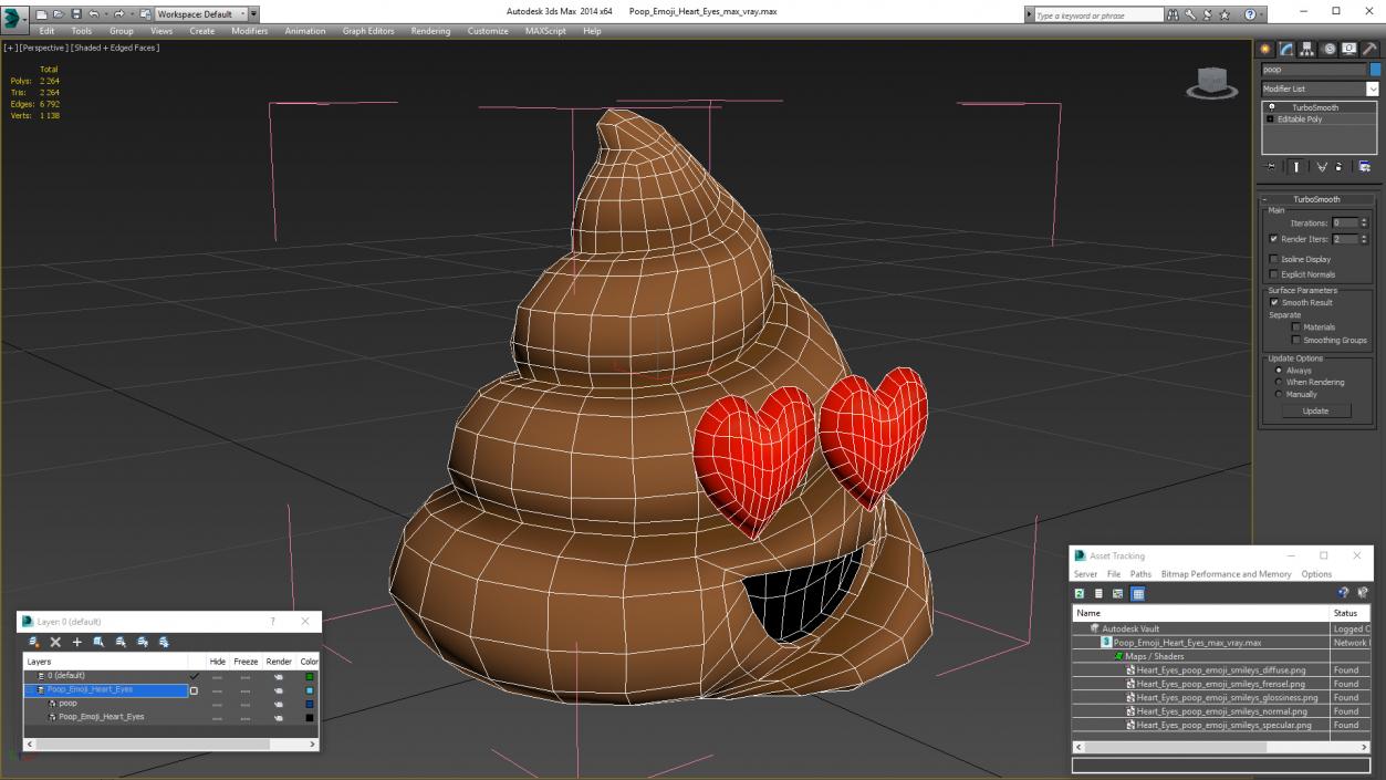 3D Poop Emoji Heart Eyes