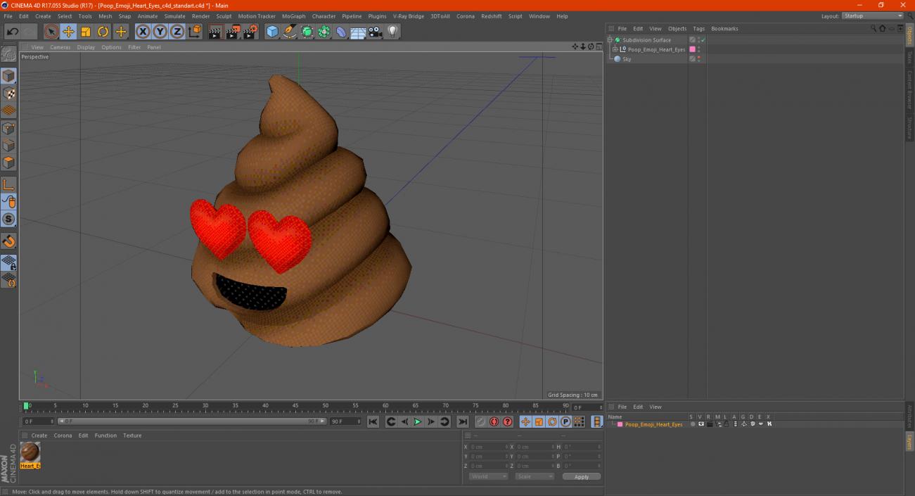 3D Poop Emoji Heart Eyes