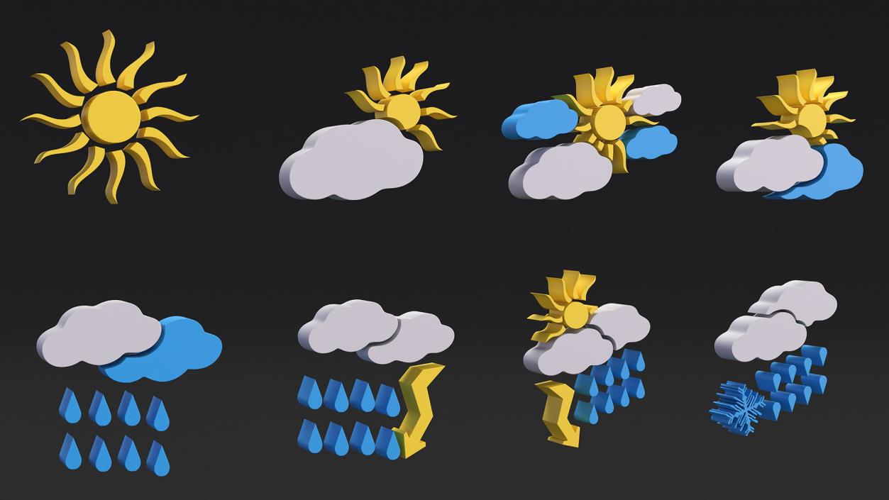 3D Meteorology Symbols Set model