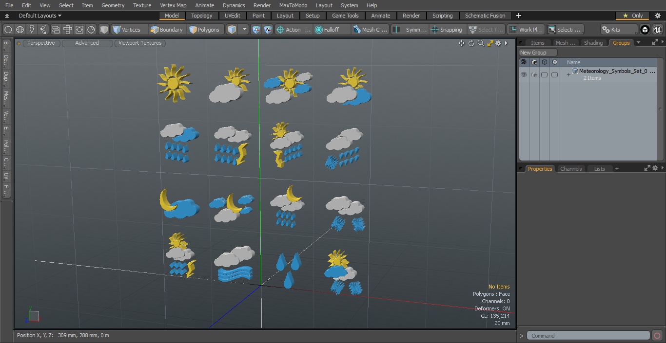 3D Meteorology Symbols Set model