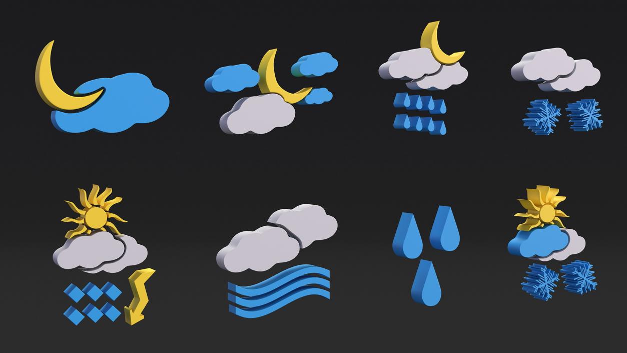 3D Meteorology Symbols Set model