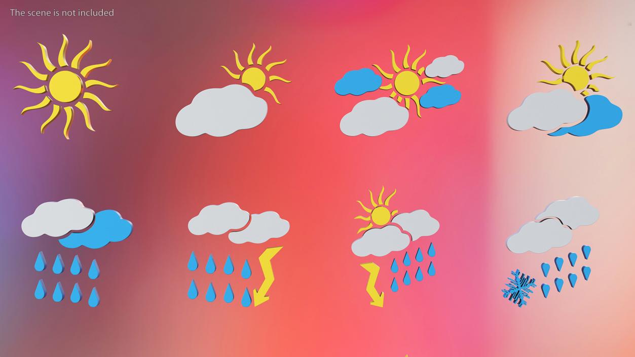 3D Meteorology Symbols Set model