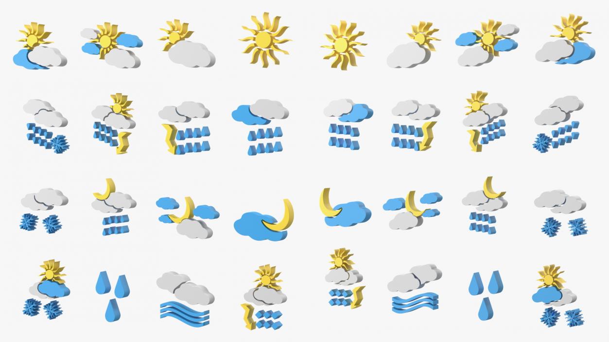 3D Meteorology Symbols Set model