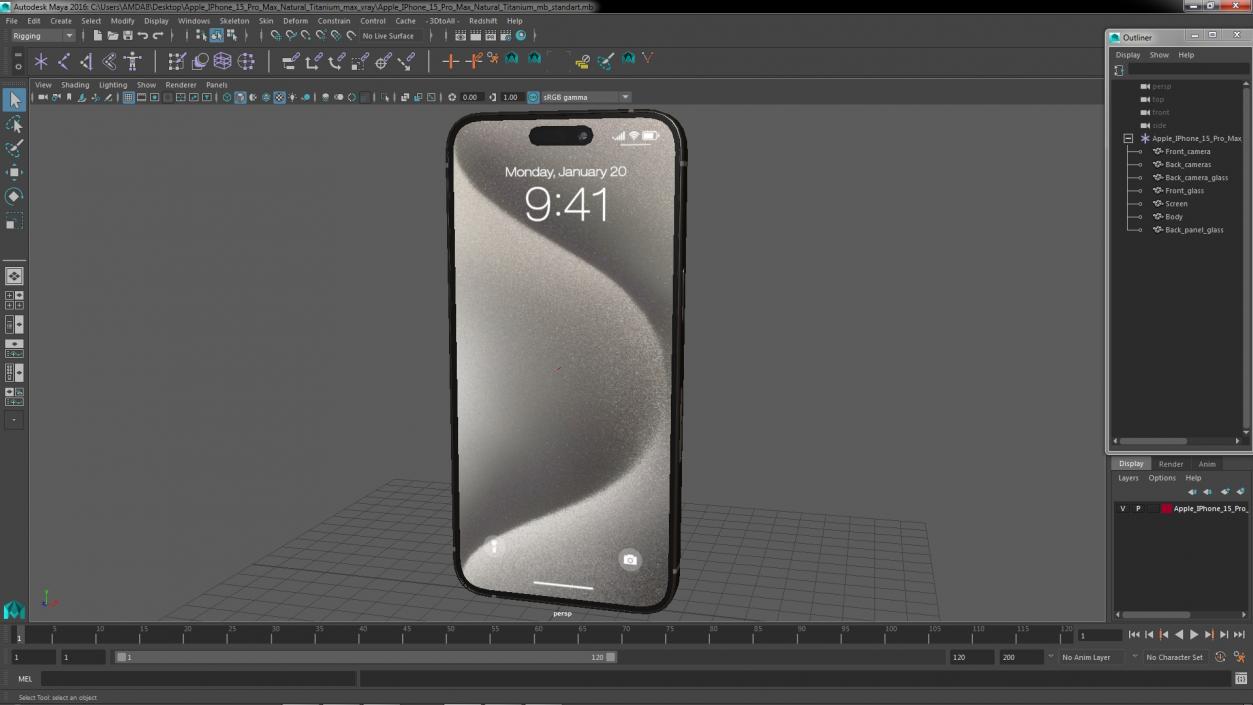 3D model Apple IPhone 15 Pro Max Natural Titanium