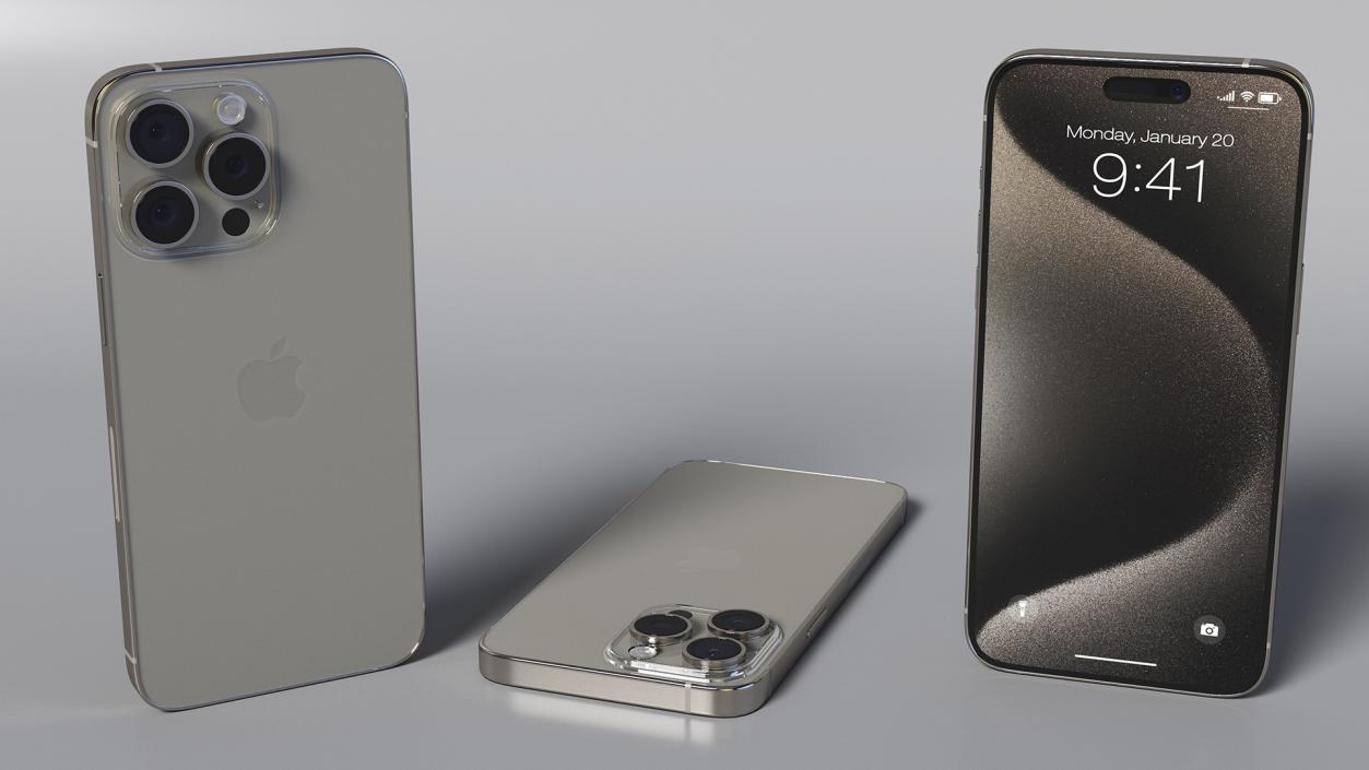 3D model Apple IPhone 15 Pro Max Natural Titanium