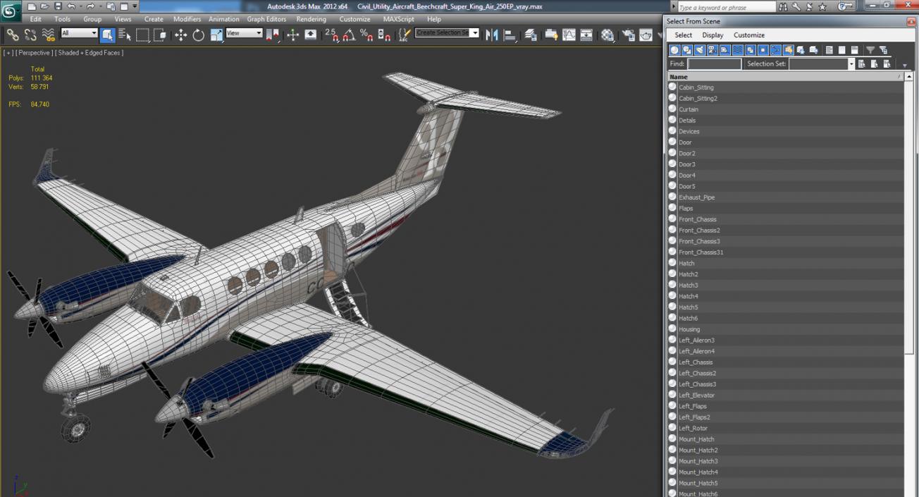 Civil Utility Aircraft Beechcraft Super King Air 250EP 3D model