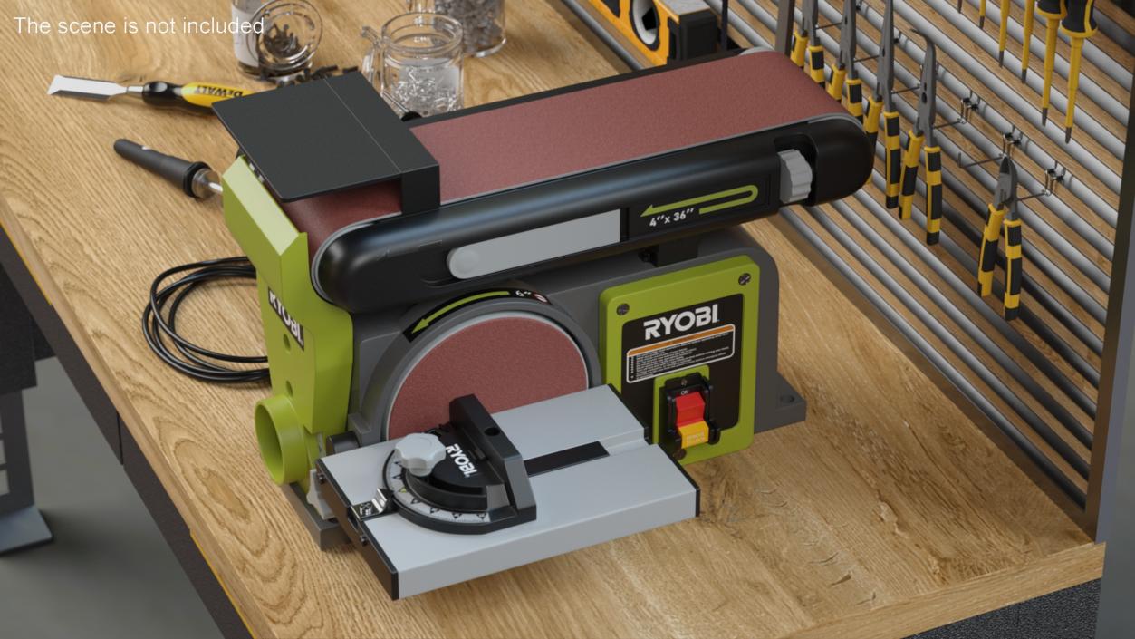 Belt and Disk Bench Sander Ryobi 3D