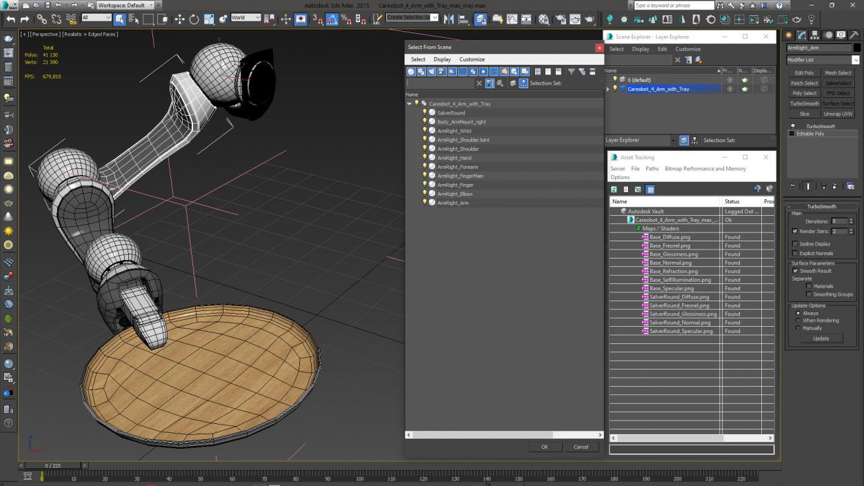 Careobot 4 Arm with Tray 3D model