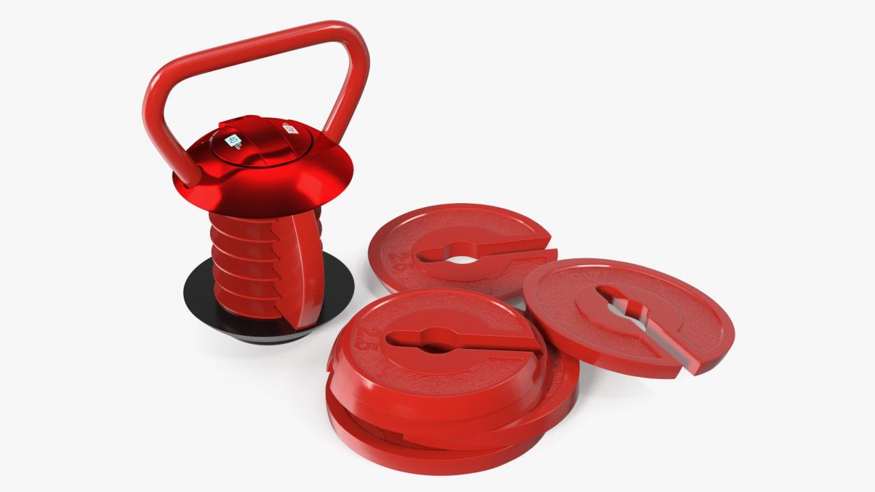 Kettlebell with Disks Red 2 3D