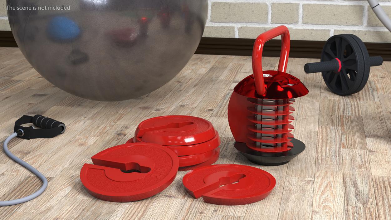 Kettlebell with Disks Red 2 3D