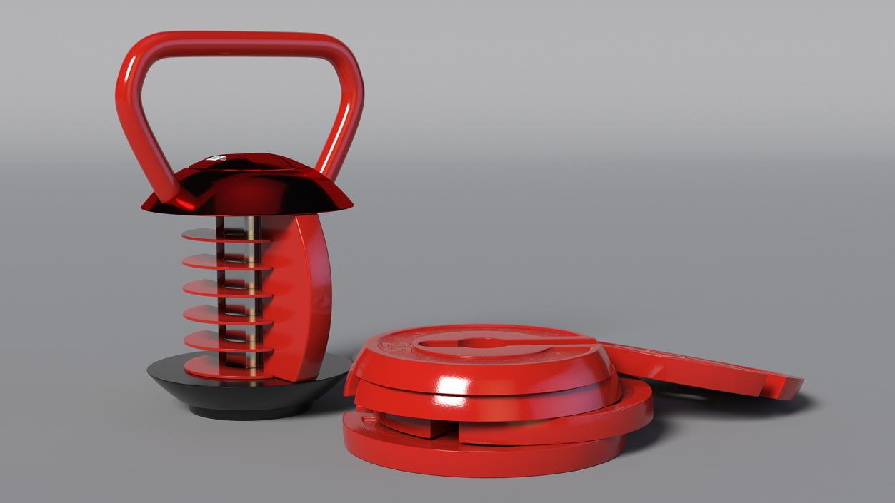 Kettlebell with Disks Red 2 3D