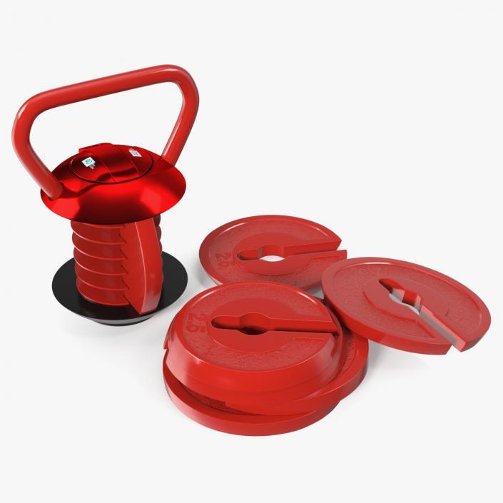 Kettlebell with Disks Red 2 3D