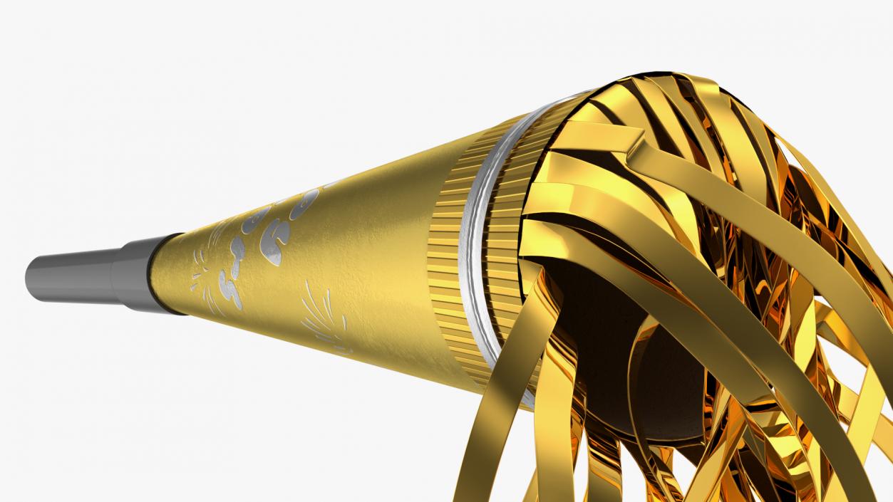 3D New Year Horn Noisemaker Golden