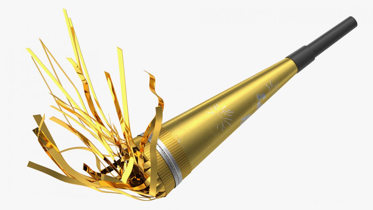 3D New Year Horn Noisemaker Golden