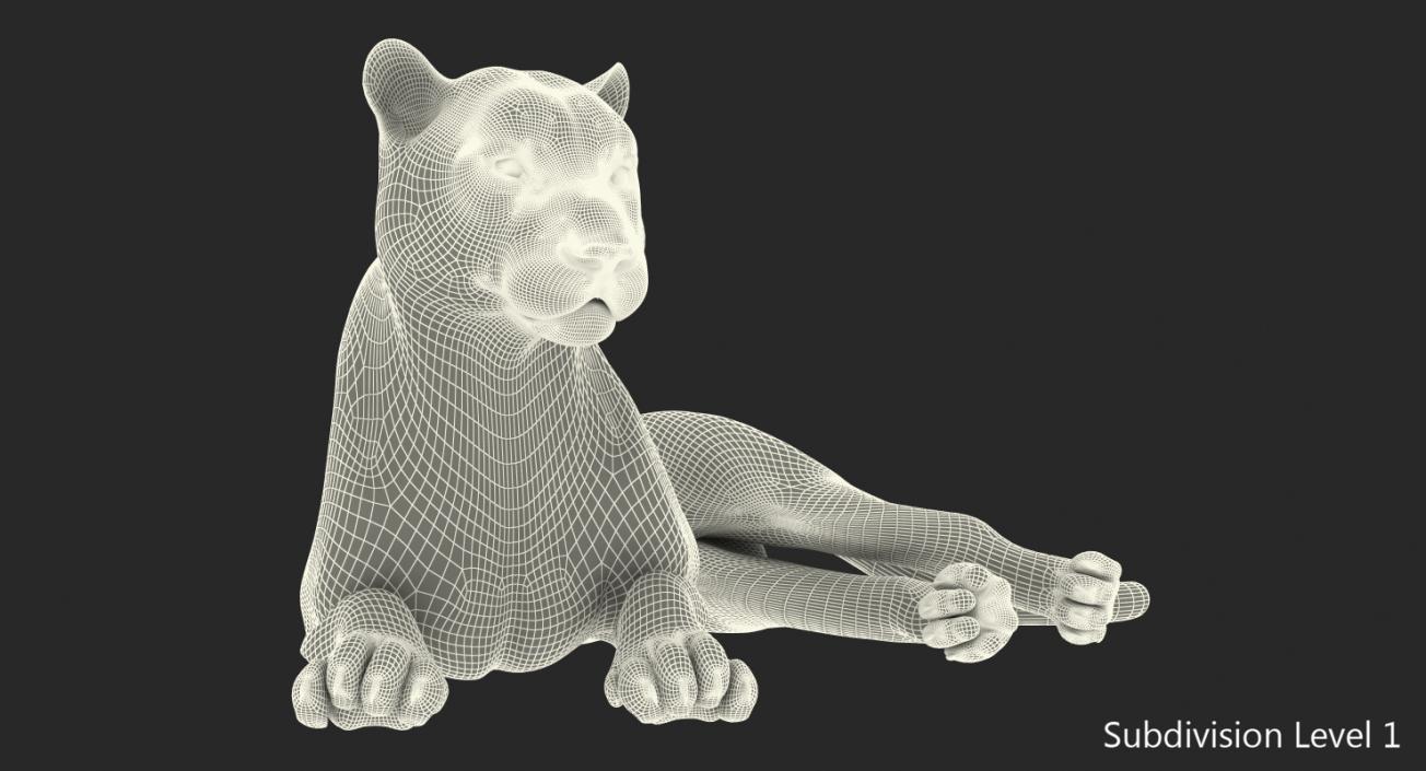 Lying White Tiger 3D