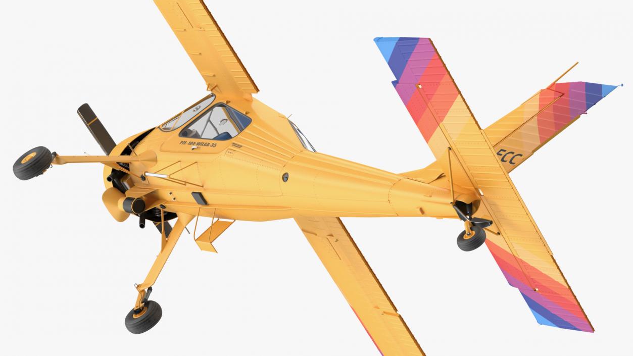 3D model Wilga PZL 104 Airplane Yellow Simple Interior