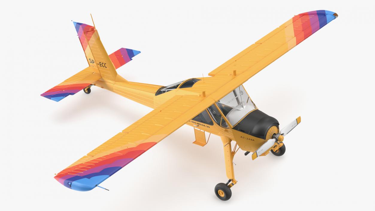 3D model Wilga PZL 104 Airplane Yellow Simple Interior