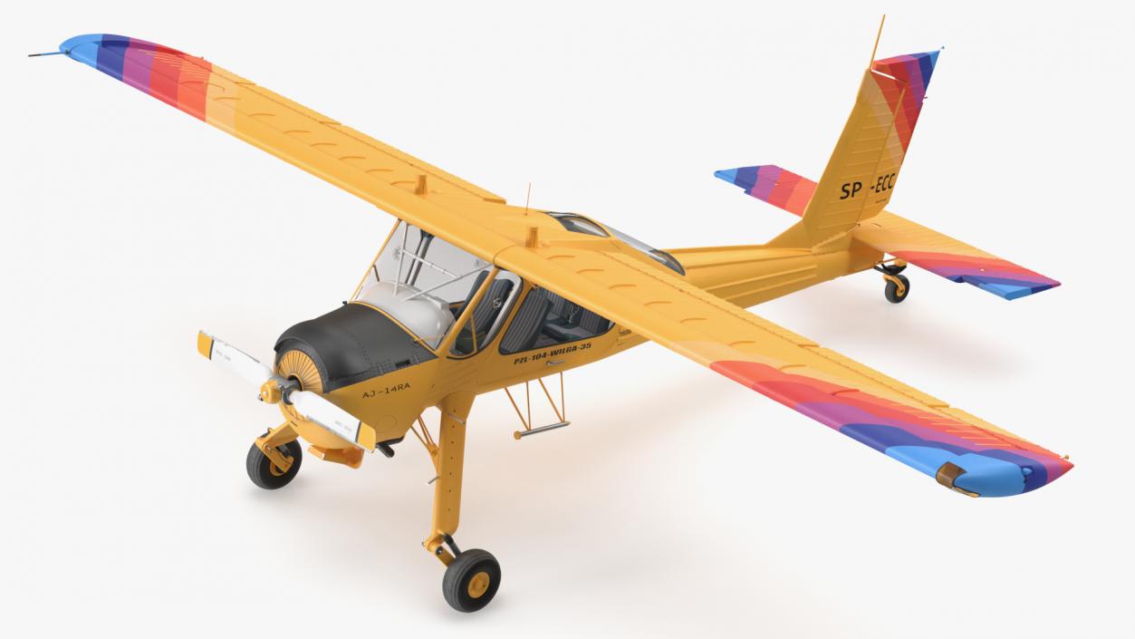 3D model Wilga PZL 104 Airplane Yellow Simple Interior