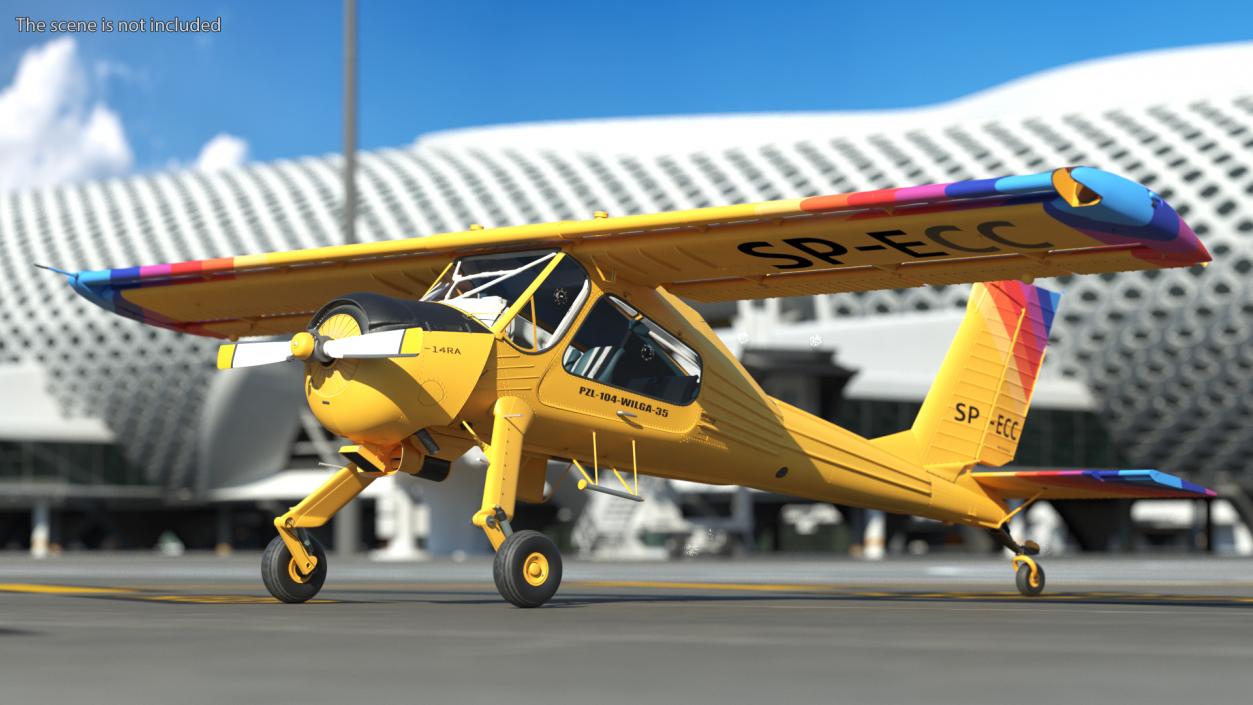 3D model Wilga PZL 104 Airplane Yellow Simple Interior