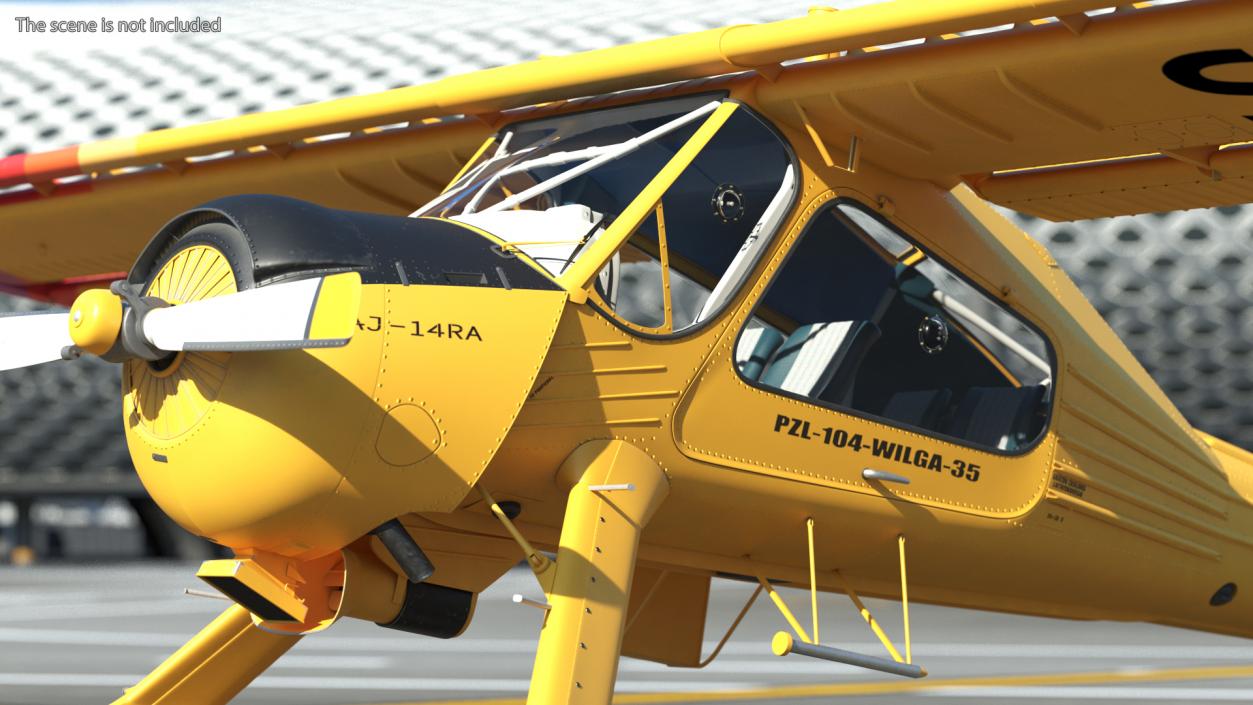 3D model Wilga PZL 104 Airplane Yellow Simple Interior