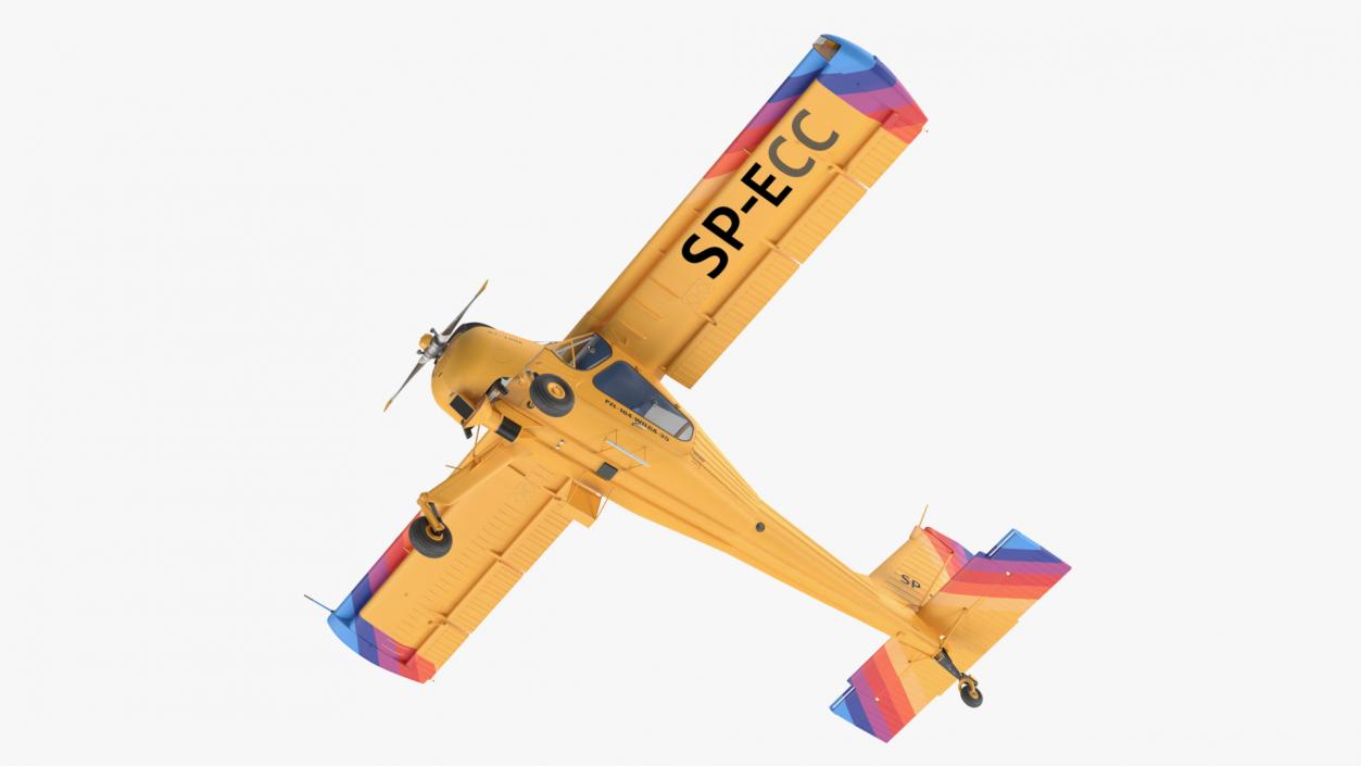 3D model Wilga PZL 104 Airplane Yellow Simple Interior