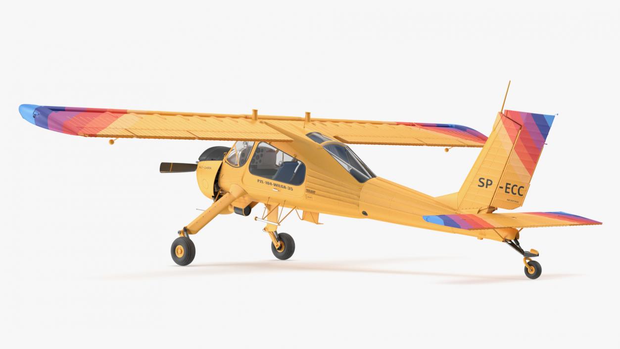 3D model Wilga PZL 104 Airplane Yellow Simple Interior