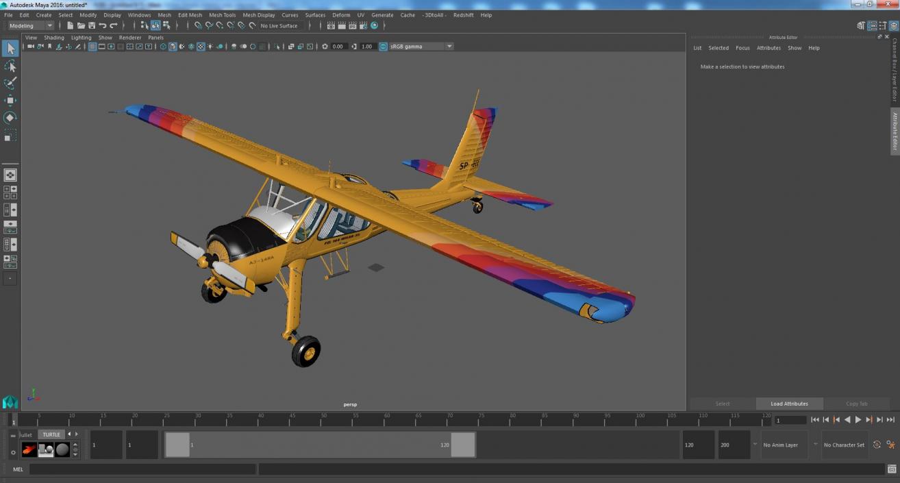 3D model Wilga PZL 104 Airplane Yellow Simple Interior