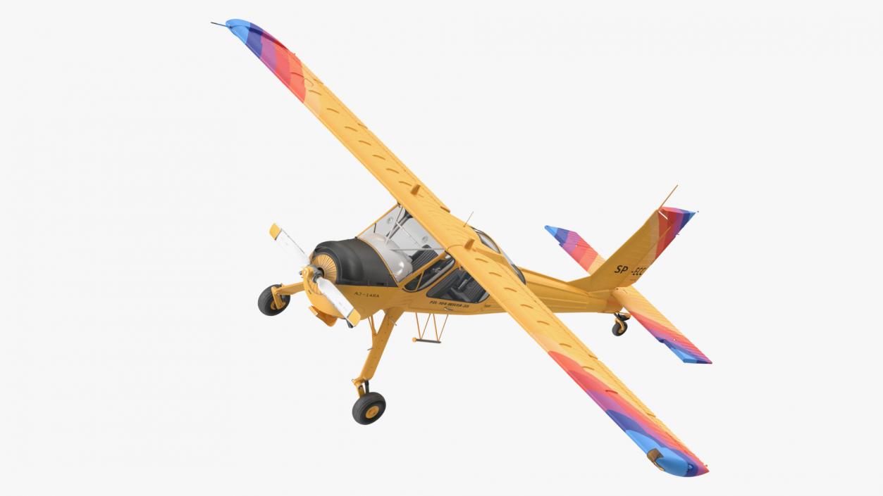 3D model Wilga PZL 104 Airplane Yellow Simple Interior