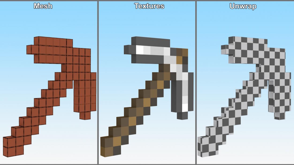 Minecraft Iron Pickaxe 3D