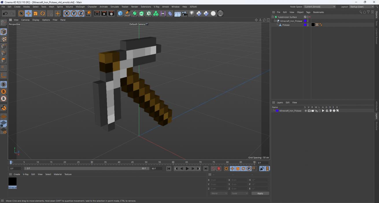 Minecraft Iron Pickaxe 3D