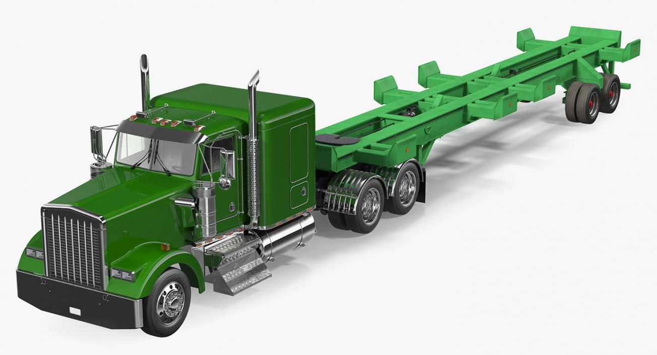 3D model Truck with Terminal Trailer Chassis