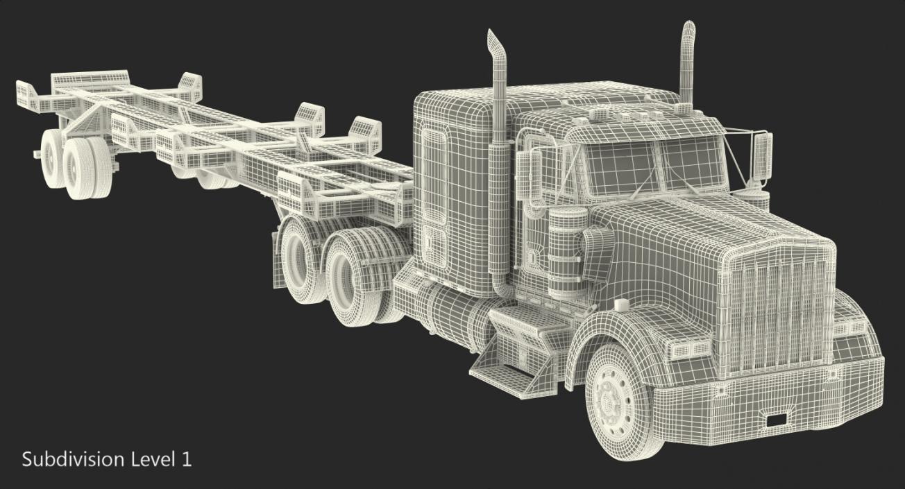 3D model Truck with Terminal Trailer Chassis