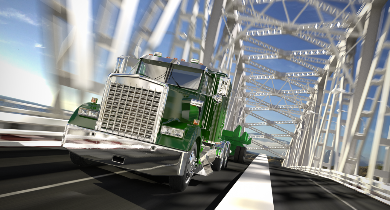 3D model Truck with Terminal Trailer Chassis