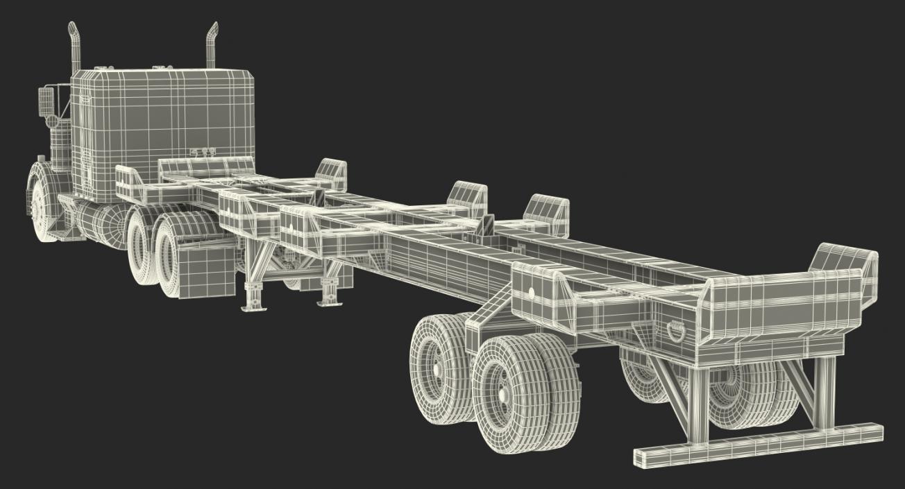 3D model Truck with Terminal Trailer Chassis