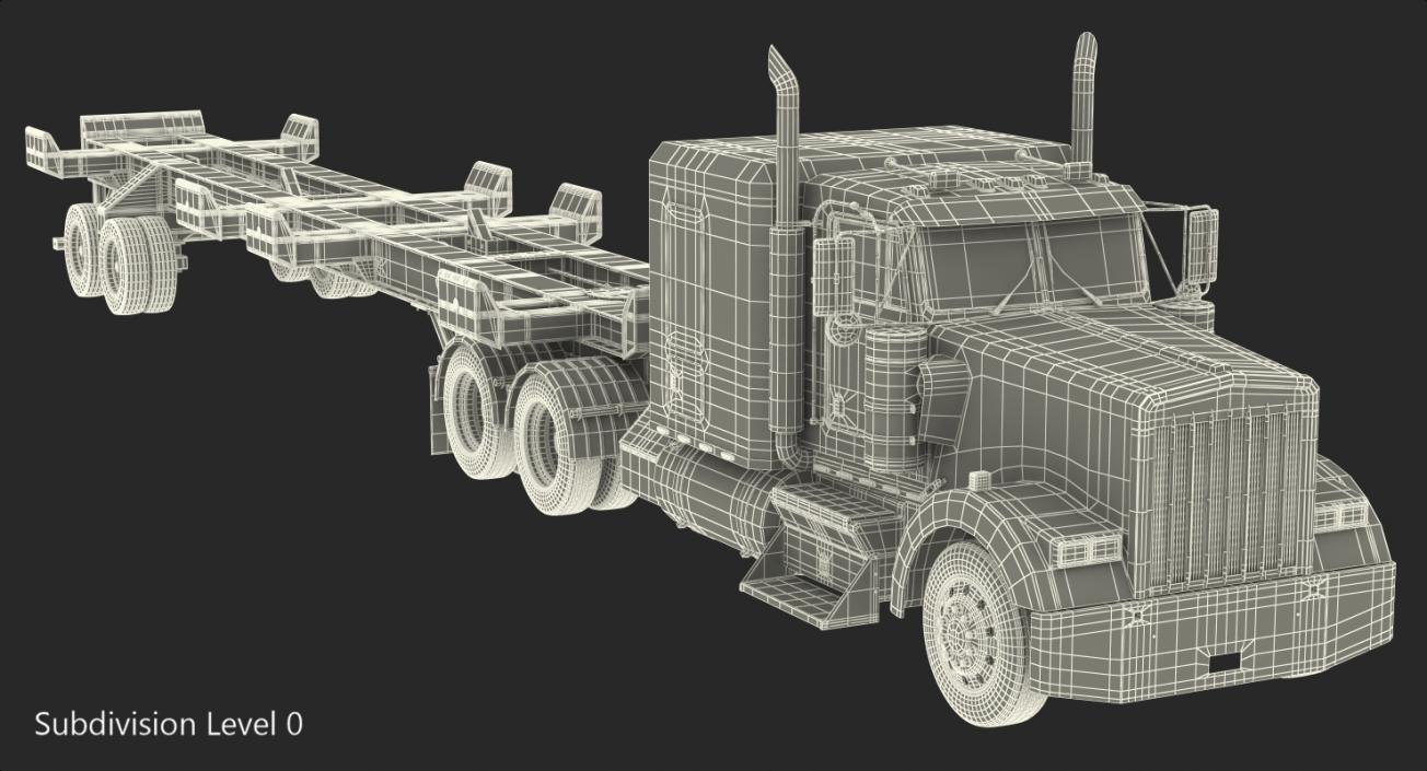 3D model Truck with Terminal Trailer Chassis