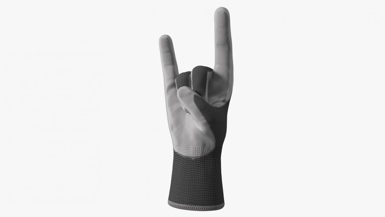 3D Safety Work Gloves Sign of the Horns Gray