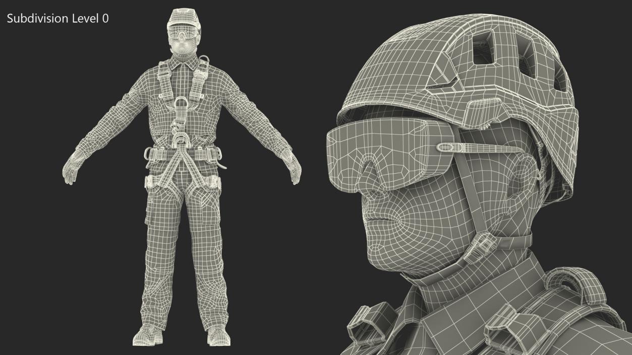 Alpinist Worker Rigged 3D