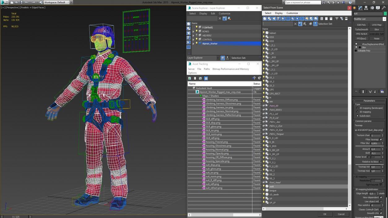 Alpinist Worker Rigged 3D