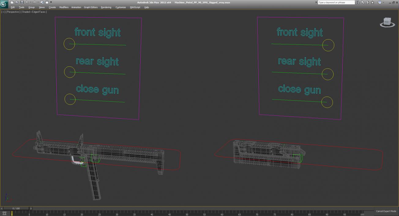 3D Machine Pistol PP-90 SMG Rigged